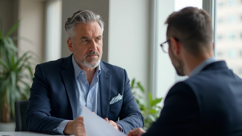 Профессиональное фото специалиста, проводящего консультацию с клиентом в офисе