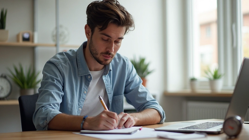 Профессиональное фото человека, работающего по методу Помодоро с таймером на столе