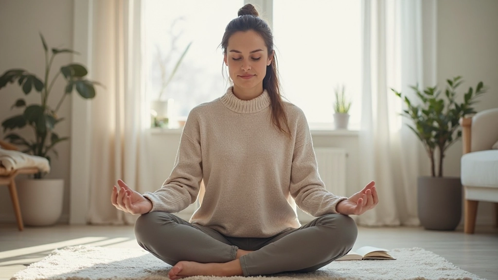 Человек медитирует в спокойной обстановке с закрытыми глазами